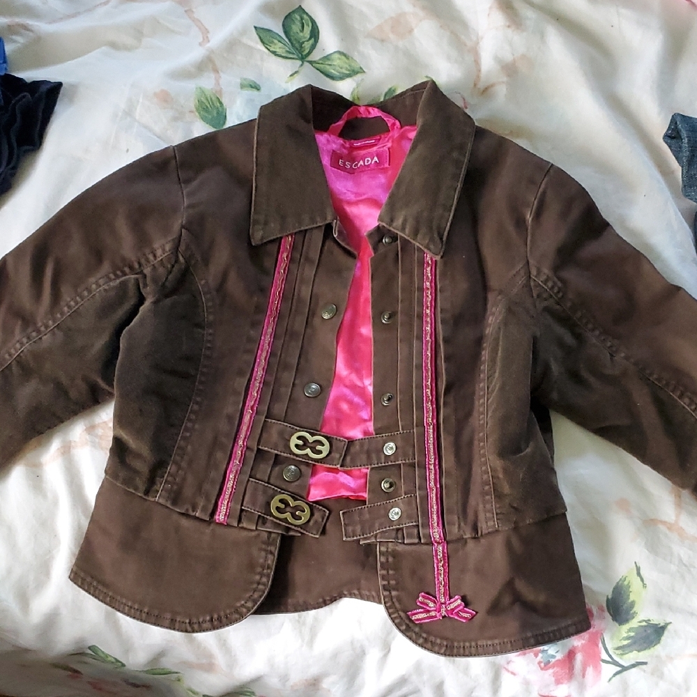 Escada Brown and Pink Blazer with Striking Contrast